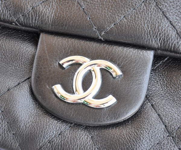 7A Replica Cheap Chanel Shiny Leather Shoulder Bag A48015 Black